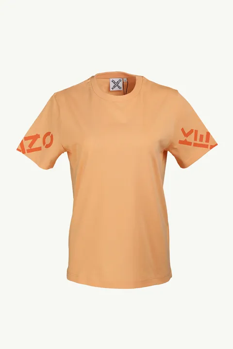 KENZO Women Sport 'Big X' on Sleeve Loose T-Shirt in Apricot