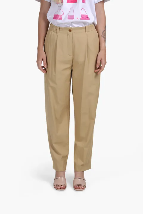 KENZO Women Twill Jogging Trousers in Beige with Kenzo Paris Label on Back Pocket