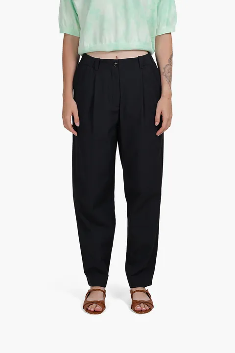 KENZO Women Twill Jogging Trousers in Black with Kenzo Paris Label on Back Pocket