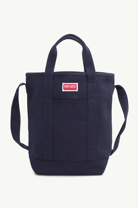 KENZO Men Kenzo Poppy Tote Bag in Navy Blue with Adjustable Strap