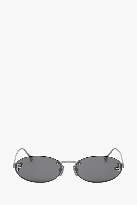 FENDI First Crystal Sunglasses in Dark Ruthenium /Smoke Metal
