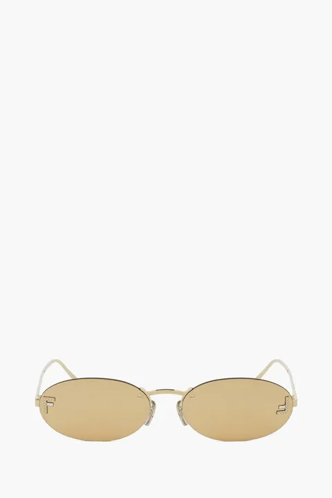 FENDI First Crystal Sunglasses in Gold/Roviex Mirror Metal