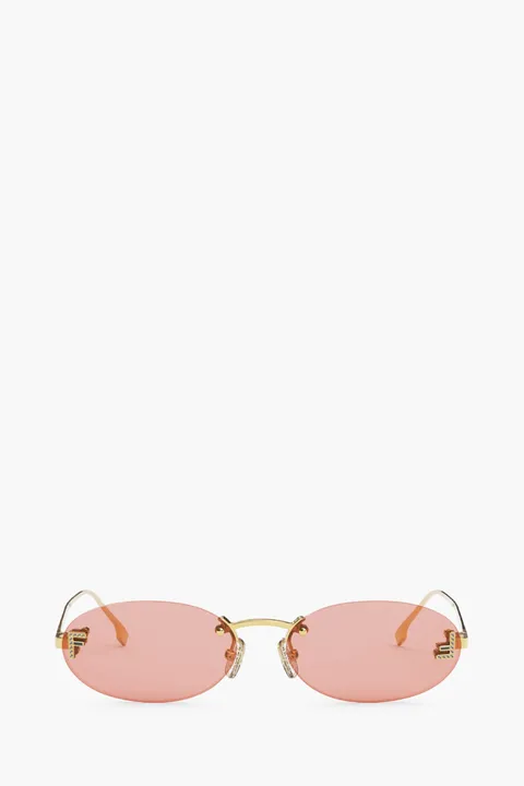 FENDI First Crystal Sunglasses in Gold/Bordeaux Metal
