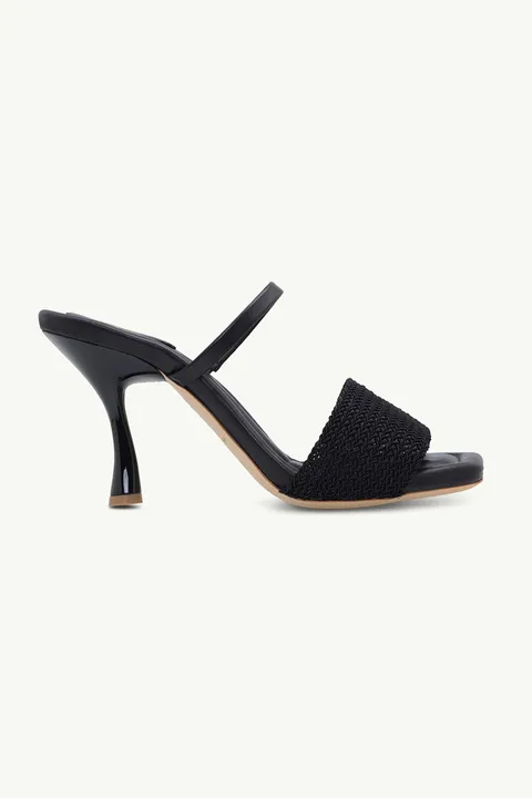 MALONE SOULIERS Frida Square Toe Heeled Sandals in Black/Black