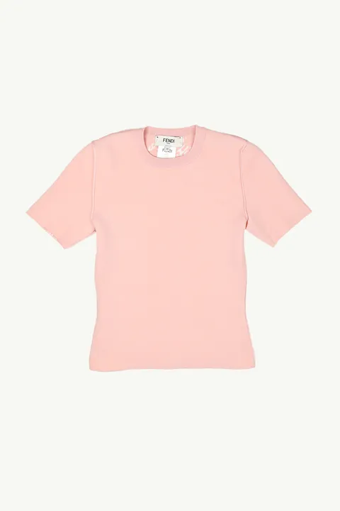 FENDI Women Viscose Fitted Short Sleeves Jumper in Blush Pink