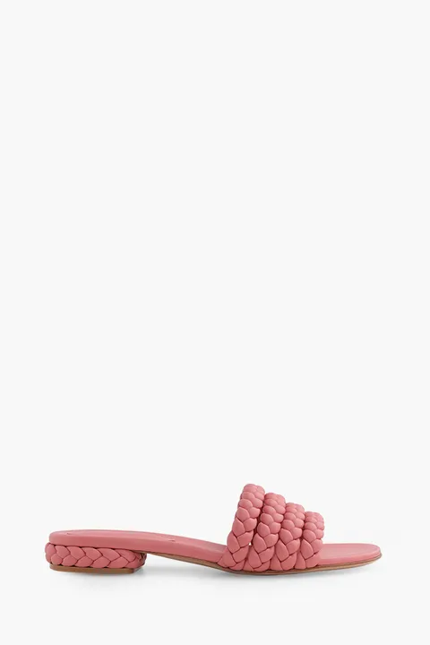 GIANVITO ROSSI Ischia Mules 20mm in Pink Braided Nappa Leather
