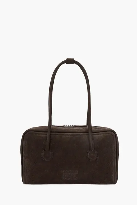 MARGESHERWOOD Medium Soft Boston Bag in Hush Nubuck Shrunken Grain Cow Leather