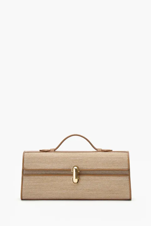 SAVETTE Slim Symmetry Handbag in Saddle Canvas and Calf Leather