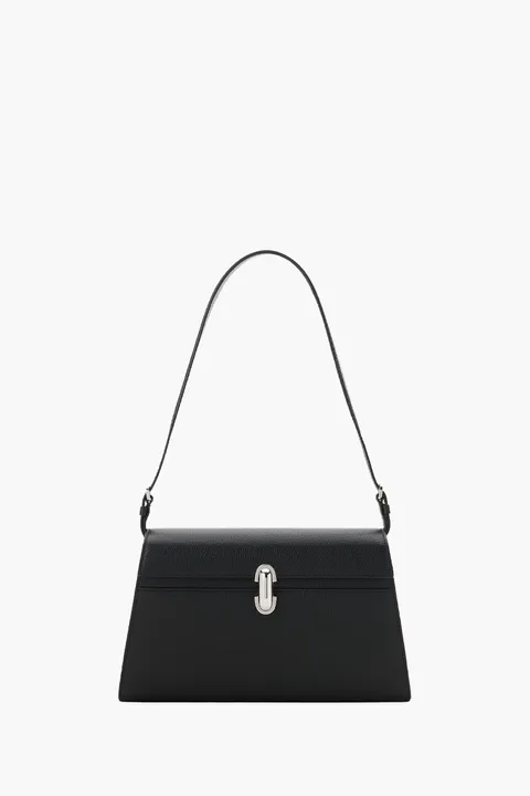 SAVETTE Symmetry Shoulder Bag in Black GHW Calf Leather