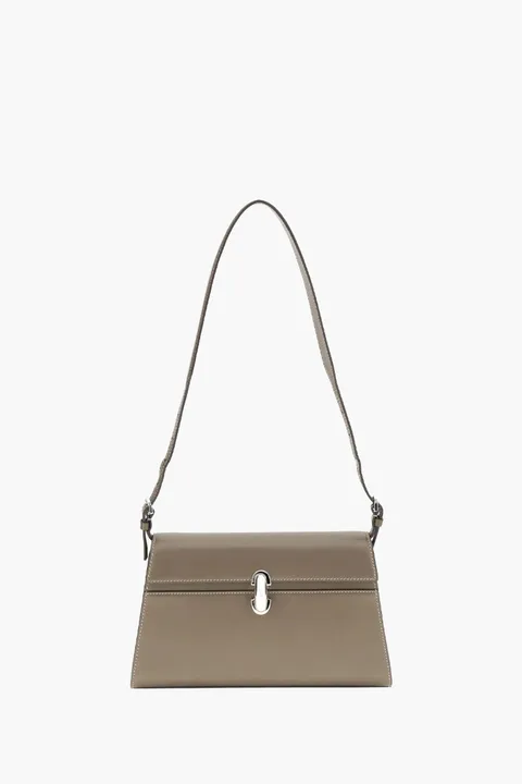SAVETTE Symmetry Shoulder Bag in Khaki Calf Leather