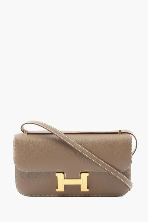 HERMÈS Constance Elan Shoulder Bag in Etoupe Epsom Leather with Mirror GHW Stamp K