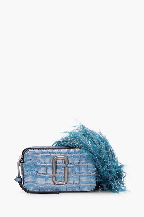 MARC JACOBS Small The Croc-Embossed Snapshot Bag in Harbor Blue Multi