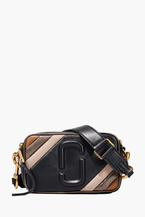 MARC JACOBS The Moto Shot Shiny Colorblock Camera Bag in Black Multicolors