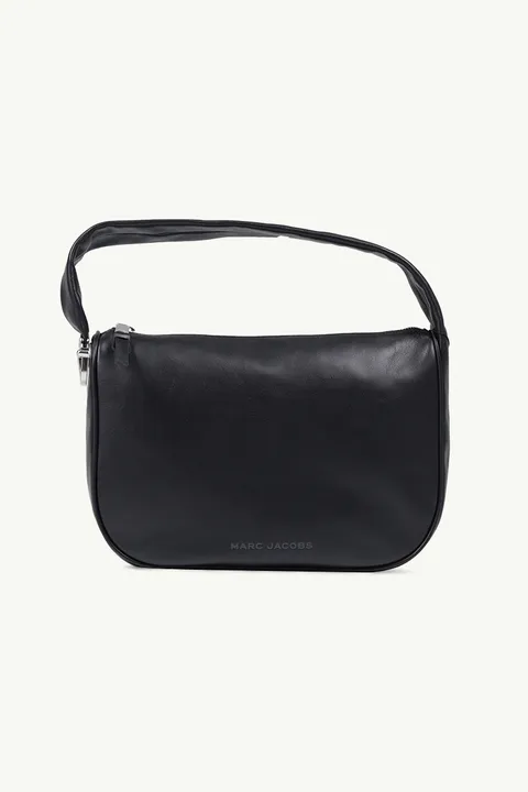 MARC JACOBS Medium The Pushlock Shoulder Bag in Black Leather