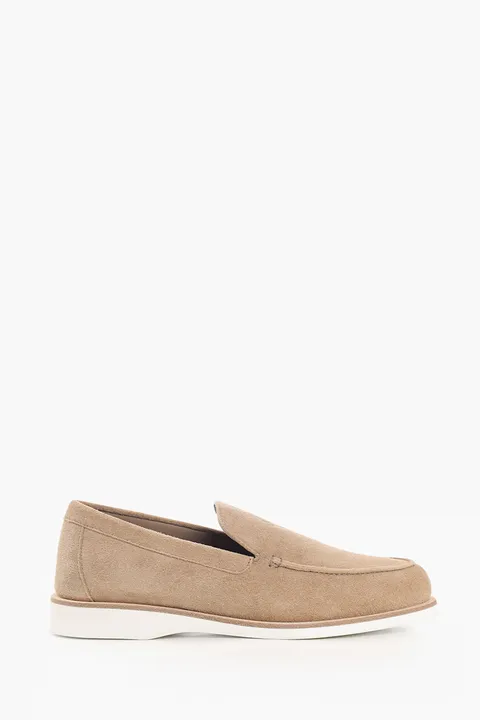 HERMÈS H Diamond Low Loafers in Beige/Sand Suede Calfskin