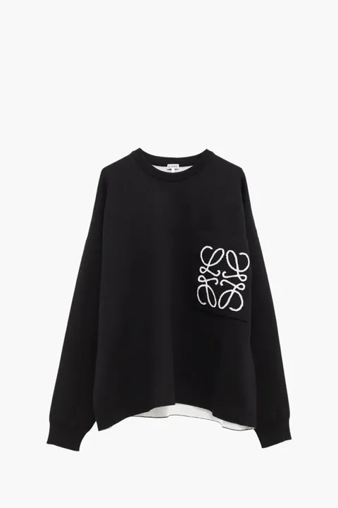 LOEWE Anagram Pocket Sweater in Black Cotton Blend