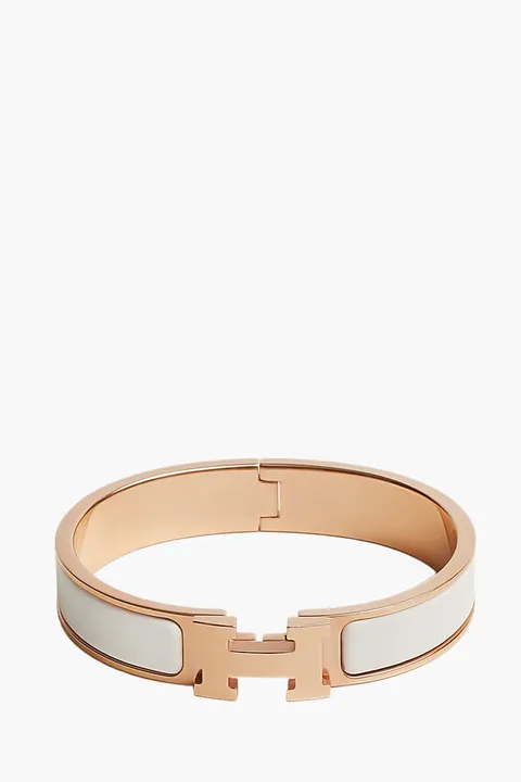 HERMÈS Clic H Bracelet in White Plain Enamel RGHW