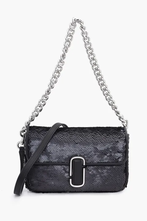 MARC JACOBS The Sequin J Marc Shoulder Bag in Black