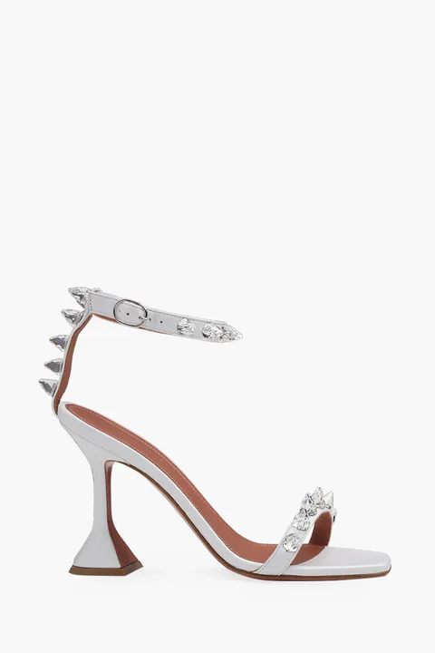 AMINA MUADDI Women Julia Sandal 95mm in White with Spikes