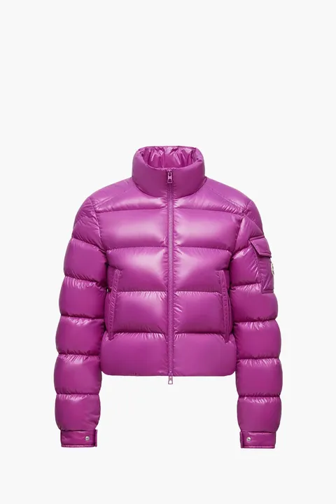 MONCLER Women Petra Short Down Jacket in Fuchsia Nylon