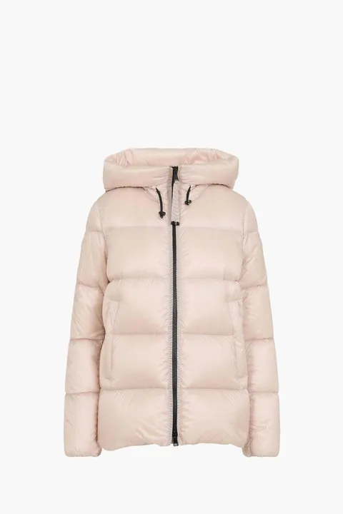 MONCLER Women Serittes Hooded Short Down Jacket in Pink Nylon