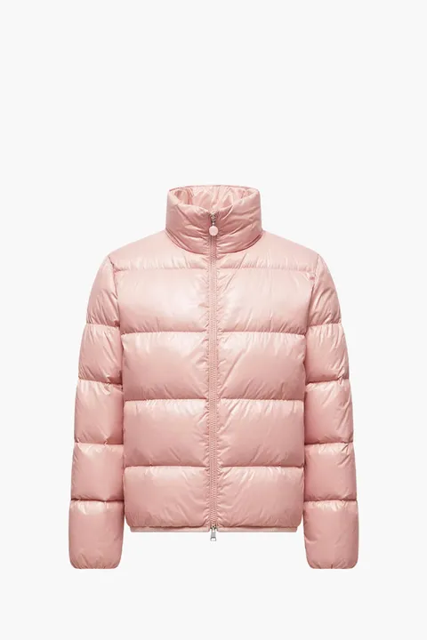 MONCLER Women Abbadia Short Down Jacket in Pink Nylon