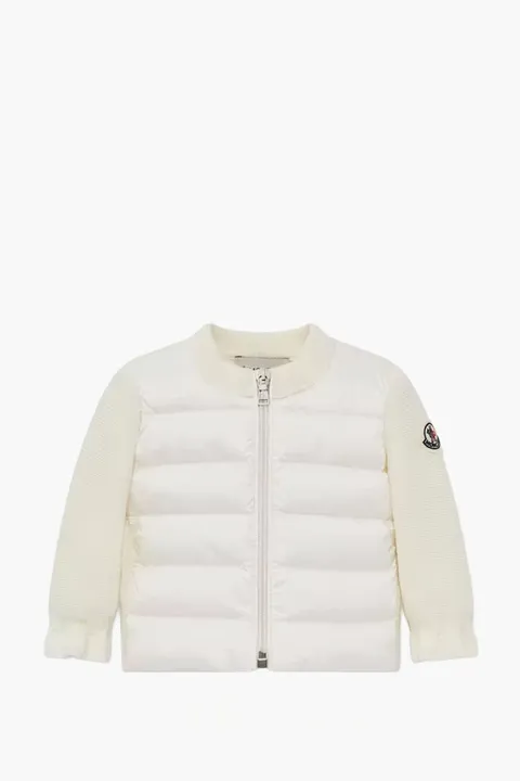 MONCLER Enfant Kid Padded Wool Zip-up Cardigan in White 