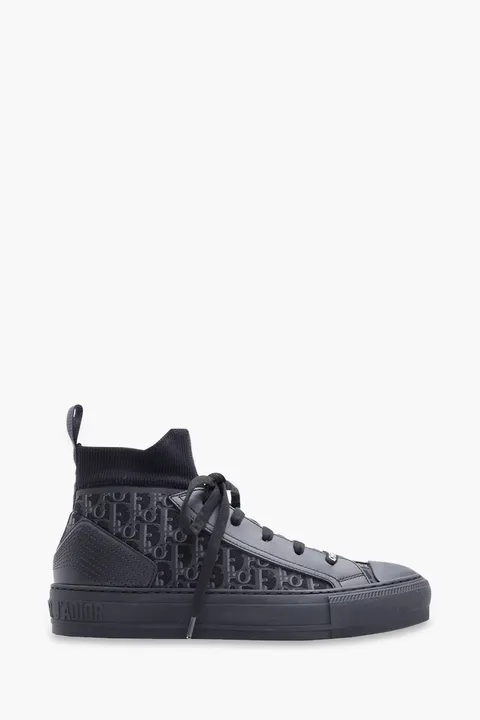CHRISTIAN DIOR Walk n Dior Oblique Mid Top Sneakers in All Black