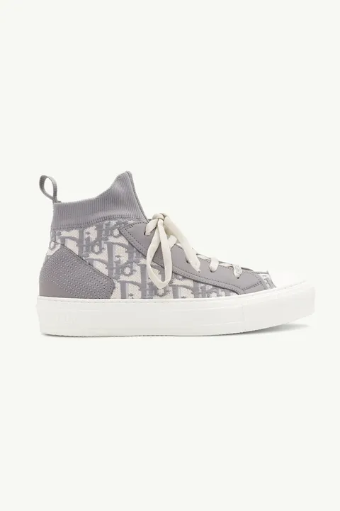 CHRISTIAN DIOR Walk'n'Dior Oblique Mid-Top Sneaker in Beige/Gray