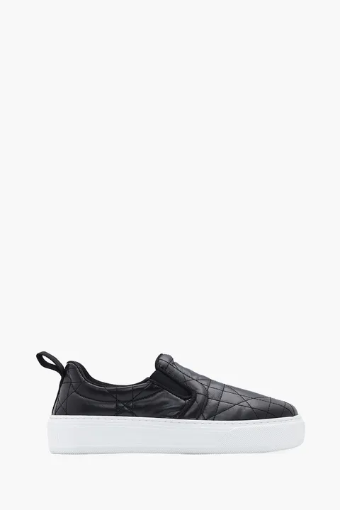 CHRISTIAN DIOR Solar Padded Slip-On Sneakers in Black Quilted