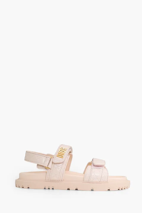 CHRISTIAN DIOR Dioract Sandal in Rose Quartz Quilted Cannage Calfskin