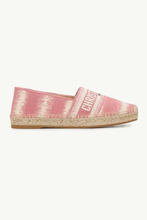 CHRISTIAN DIOR Granville D-Stripes Embroidered Espadrilles in Dark Nude