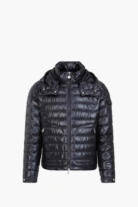 MONCLER Men Lauros Short Hooded Down Jacket in Blue Nylon