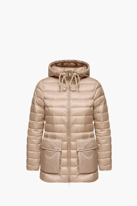 MONCLER Women Jasmin Short Down Jacket in Light Beige Nylon