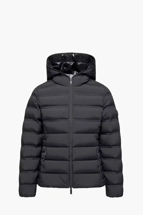 MONCLER Women Alete Puffer Hooded Short Down Jacket in Black Nylon