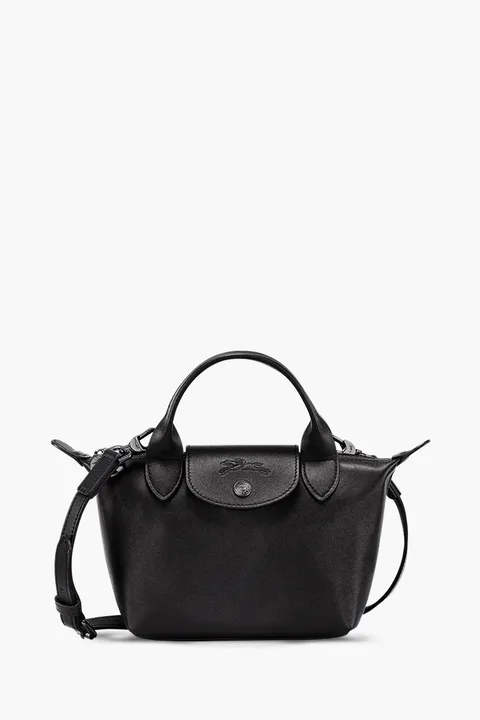 LONGCHAMP Mini Le Pliage Xtra Handbag Black Cowhide Leather