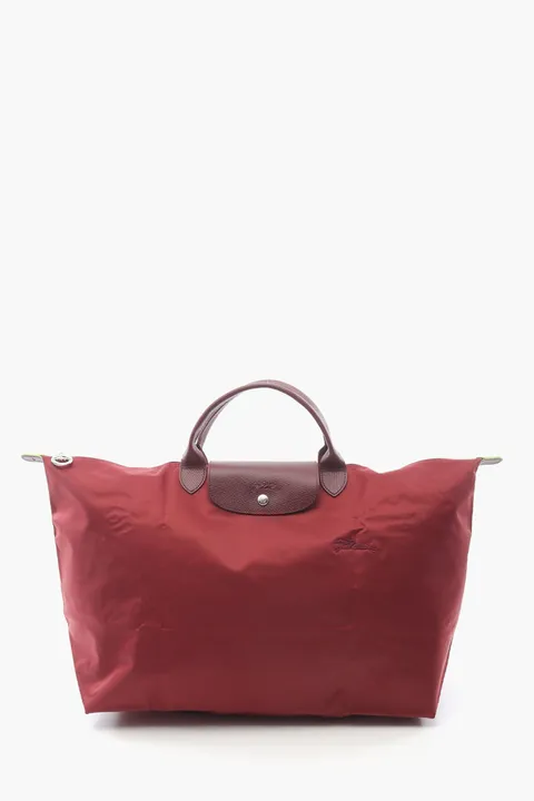 LONGCHAMP Large Le Pliage Green Travel Bag in Pomegranate Recycled Canvas