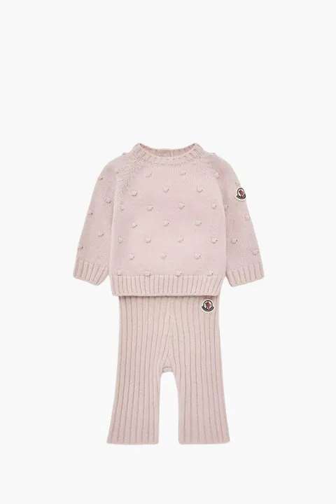 MONCLER Children Blend Set in Light Pink Wool and Cashmere