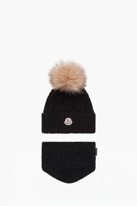 MONCLER Enfant Boucle Blend Set in Black Wool