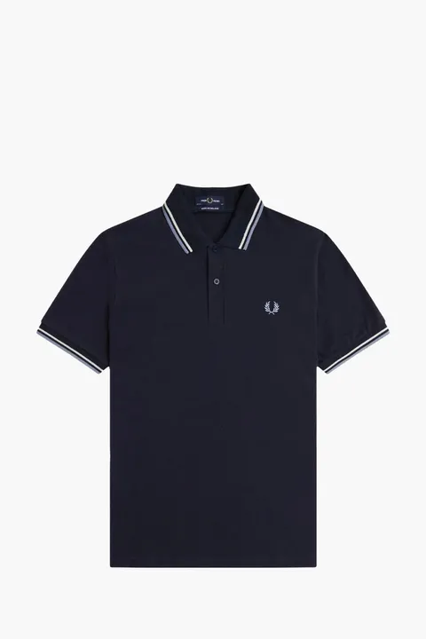 FRED PERRY Men The Original Twin Tipped Polo Shirt in Navy/Ecru/Smoke