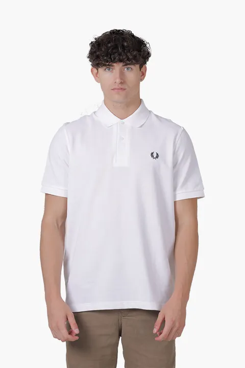 FRED PERRY Men The Original Tennis Polo Shirt in White/Navy