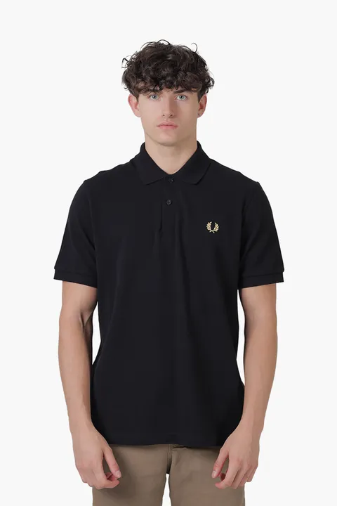 FRED PERRY Men The Original Tennis Polo Shirt in Black/Champagne