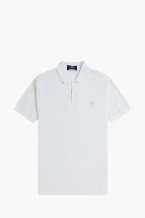 FRED PERRY Men The Original Tennis Polo Shirt in White/Champagne