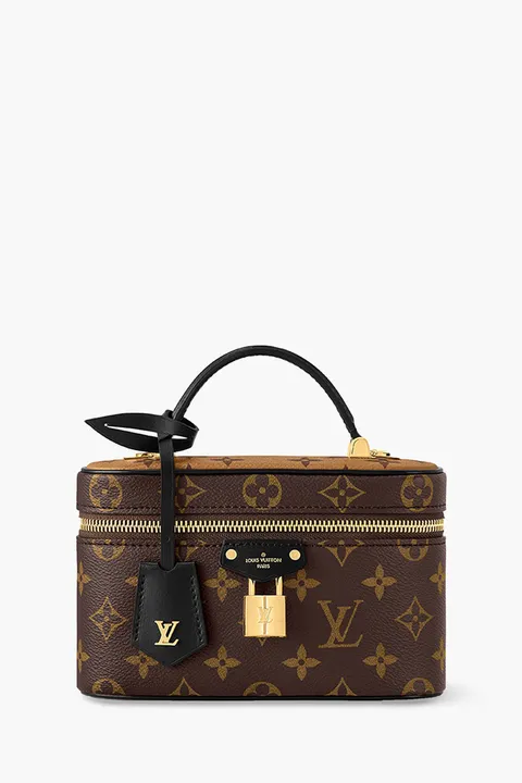 LOUIS VUITTON Vanity Chain Clutch in Brown/Beige Monogram Reverse Canvas