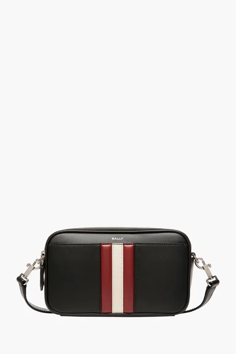 BALLY Mythos Crossbody Bag in Black/White/Red Recycled Leather