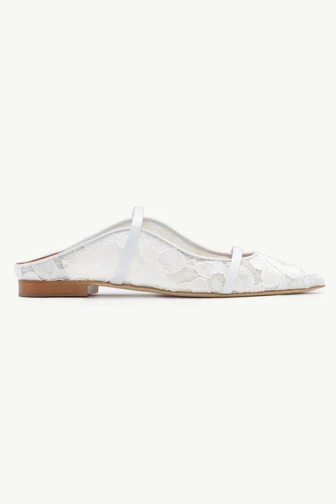 MALONE SOULIERS Maureen Lace Mules in White