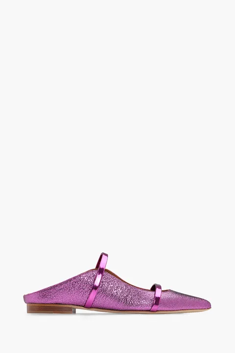MALONE SOULIERS Maureen Mules in Violet/Violet Structured Leather
