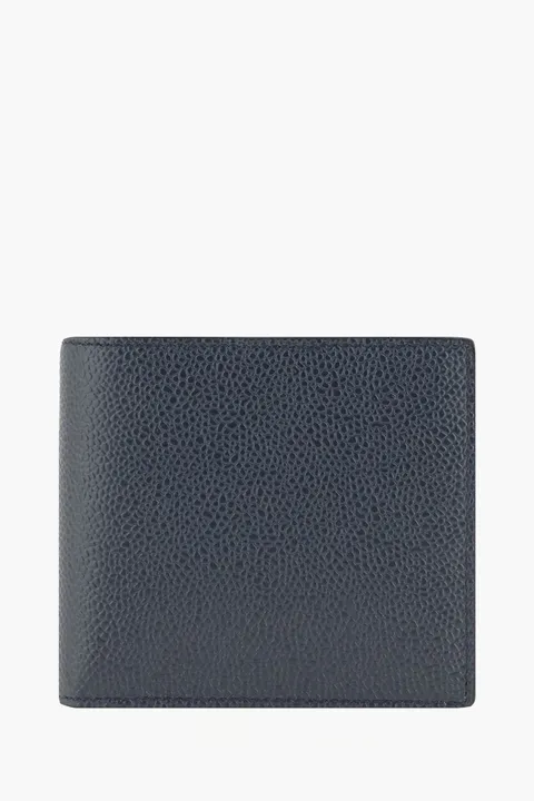 THOM BROWNE Pebble Textured Bifold Wallet in Navy