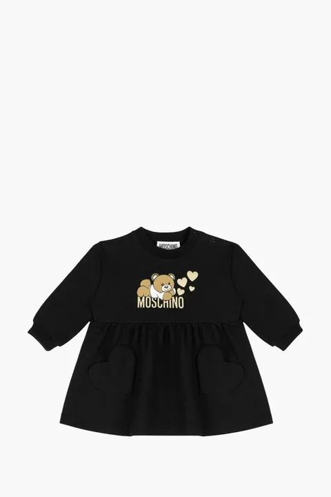 MOSCHINO Kids Midi Dress in Black Cotton