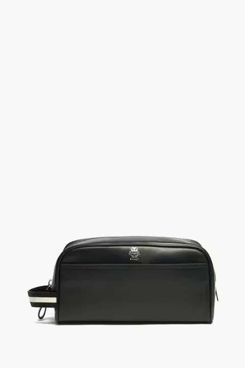 BALLY Logo Ray Travel Washbag in Black Leather